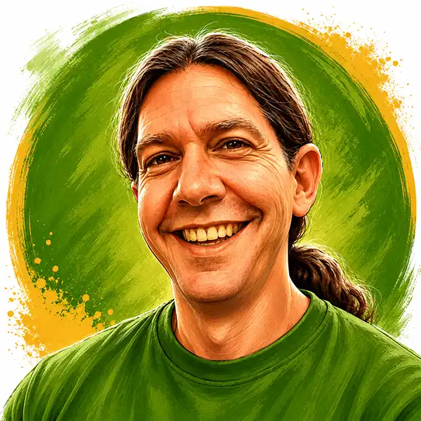 A caricature of Glen Topping